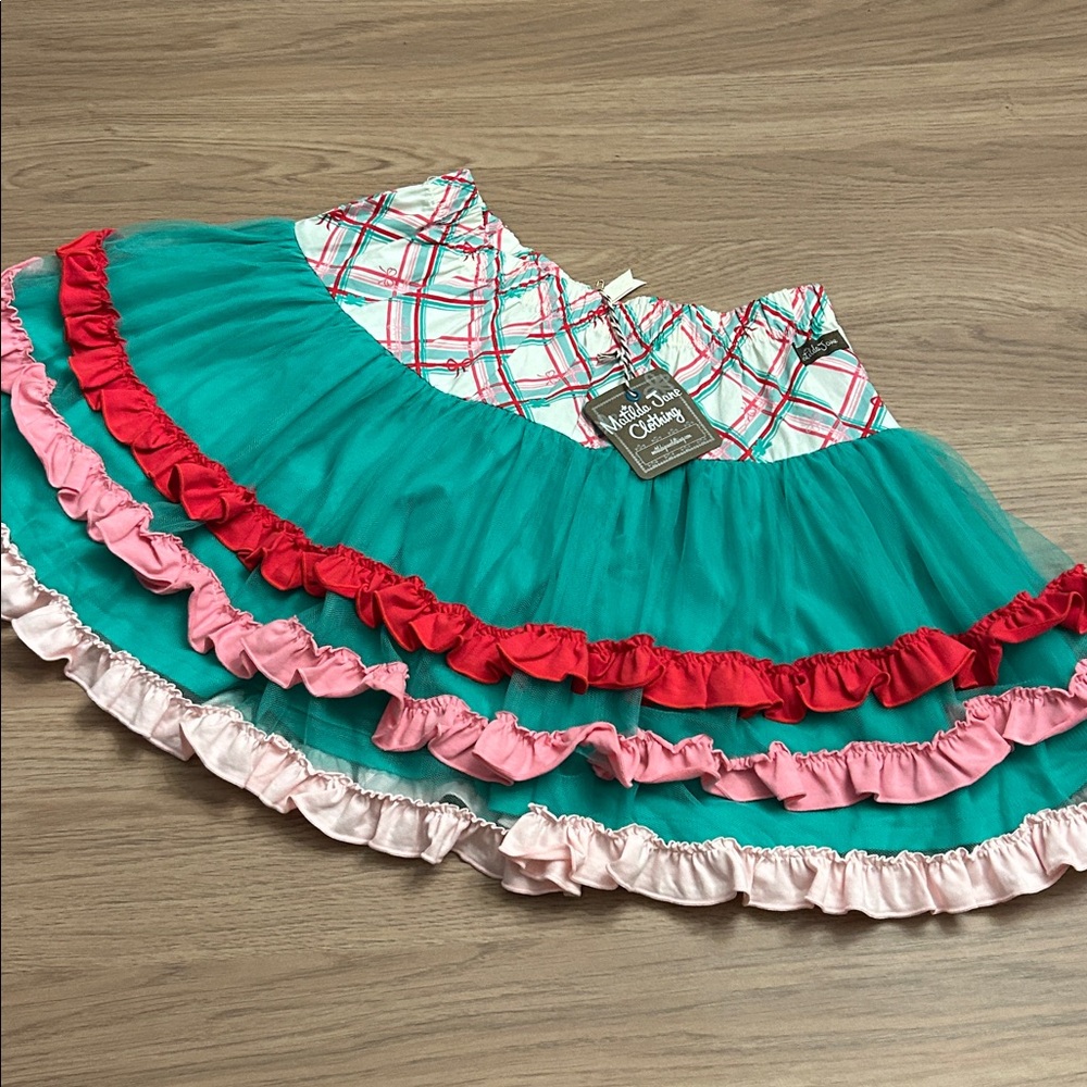 Matilda Jane Tulle Plaid Wonderment Girl on The Go Christmas Skirt 10 New k7130